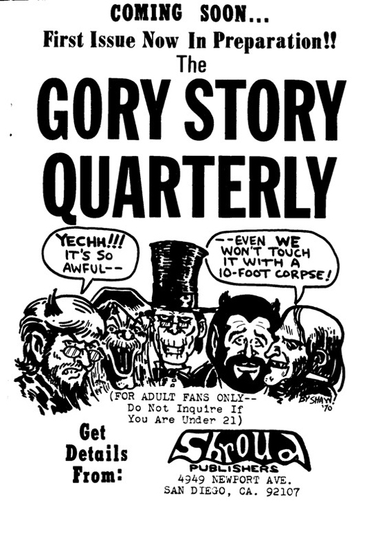 Ad for The Gory Story Quarterly from the Program Book for Comic-Con #1