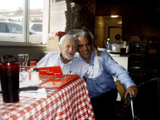 Ken Krueger and Jim Valentino at the Krueger Dinner at Filippi’s Pizza Grotto on July 23, 2009