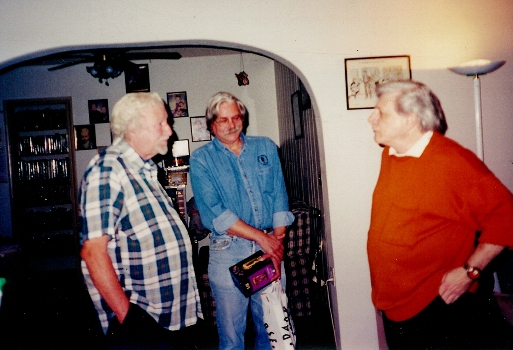 Ken Krueger (left), David Scroggy (center), and Harlan Ellison at Kens 1999 party